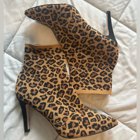 MIA Shoes - Cheetah print heeled ankle sock boots
